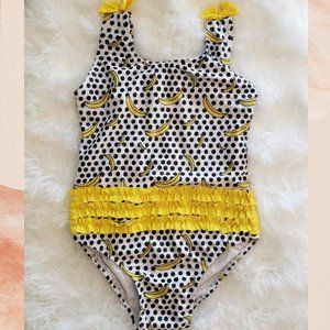 NWOT Girl's Banana Polka Dot One-Piece Swimsuit
